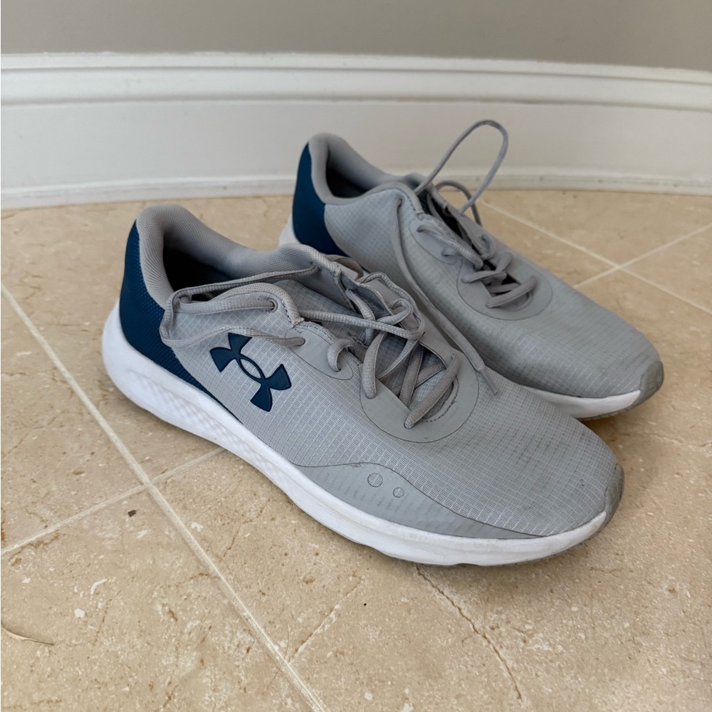 Under Armour Men’s Gray and Blue Sneakers